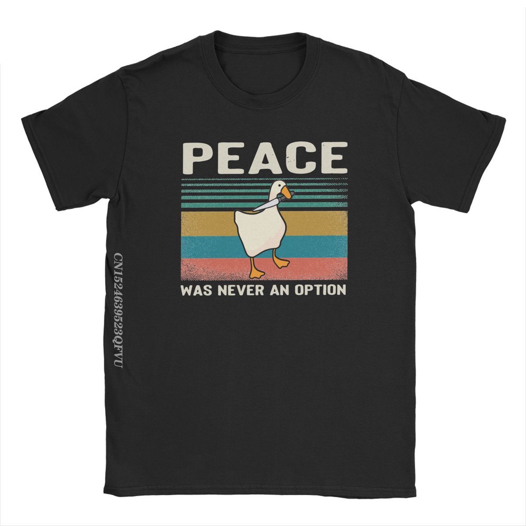 เสื้อยืดน่ารักๆ-วินเทจ-vrede-was-nooit-een-optie-อารมณ์ขันอิกนิสเช่-eend-tee-เสื้อแมนเนนลูกเรือคอพรีเมี่ยม-katoen-tshirt