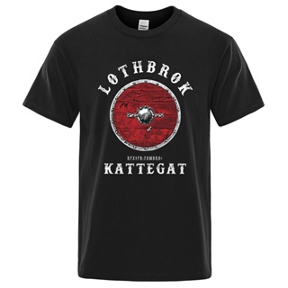 เสื้อยืดลําลอง ผ้าฝ้าย แขนสั้น คอกลม พิมพ์ลาย Ragnar Lothbrok Kattegat Viking ทรงหลวม แฟชั่นสําหรับผู้ชายS-5XL