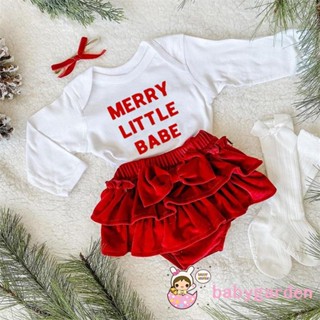Babygarden-0-18months ชุดรอมเปอร์แขนยาว คอกลม พิมพ์ลายตัวอักษร และกระโปรง สีพื้น และที่คาดผม สําหรับเด็กผู้หญิง