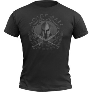 เสื้อยืดผู้ชาย New Molon Labe - Come and Take Them. เสื้อยืด ลาย Spartan Helmet Cross Sword เสื้อยืด คอกลม แขนสั้น ผ้าฝ้