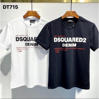 เสื้อสีขาว 2022 Classic Dsquared2 ผู้หญิง / ผู้ชายจดหมายคู่พิมพ์แฟชั่นผ้าฝ้ายฤดูร้อนเสื้อยืดคู่ DT715