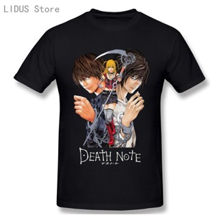 เสื้อยืด อะนิเมะญี่ปุ่นคลาสสิก Yagami Misa และเสื้อยืด Lawliet ผู้ชายแขนสั้นมังงะเด ธ โน้ตเสื้อยืดผ้าฝ้าย 100% ปกติพอดี