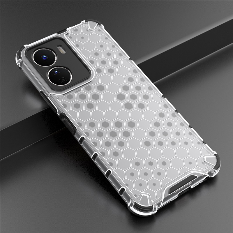 เคส-vivo-y16-ฮาร์ดเคสกันกระแทกเคสโทรศัพท์-honeycomb-clear-shockproof-silicone-back-cover-vivo-y16-vivoy16-case