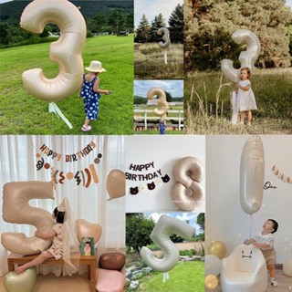 ลูกโป่งฟอยล์สีครีม คาราเมล ดิจิทัล 32 40 นิ้ว 1-9 DIY สําหรับตกแต่งปาร์ตี้วันเกิด ผู้ใหญ่ เด็ก 1 ชิ้น