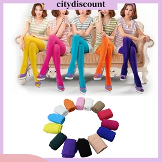 &lt;citydiscount&gt;  ถุงน่อง แบบรัดรูป สีแคนดี้ ทึบแสง แฟชั่นสําหรับผู้หญิง