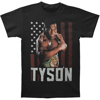 เสื้อยืดผู้ชาย เสื้อยืด พิมพ์ลายธงชาติ Mike Tyson USA สําหรับผู้ชาย เสื้อยืด คอกลม แขนสั้น ผ้าฝ้าย พรีเมี่ยม สําหรับผู้ช