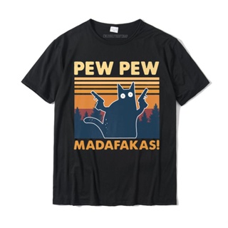 เสื้อยีด วินเทจ PewPewPew Madafakas เสื้อยืดบ้าพิวแมวพรีเมี่ยมเสื้อยืดลําลองด้านบนเสื้อยืดขายผ้าฝ้ายผู้ชายท็อปส์ซูเสื้อ