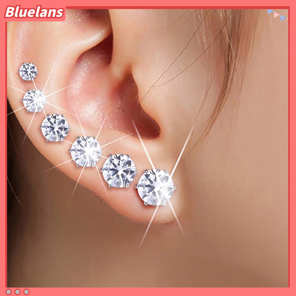 bluelans-เครื่องประดับต่างหูกระดุม-cz-cubic-zirconia-12-คู่-ชุด