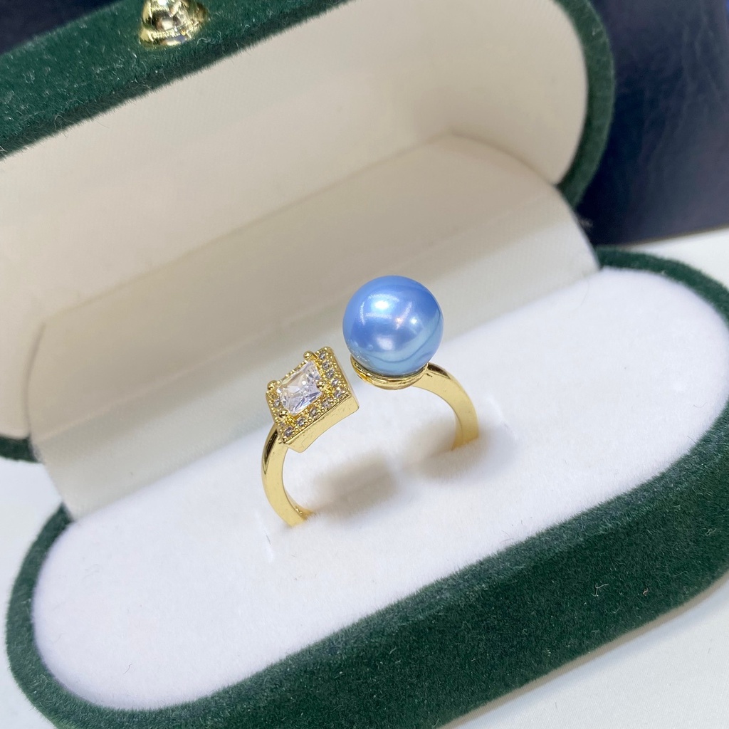 แหวนไข่มุกธรรมชาติ-8-9-มม-ย้อมสีฟ้า-สําหรับผู้หญิง