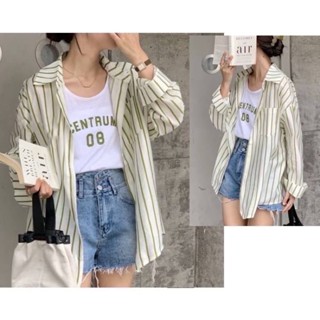 พร้อมส่ง🌈เสื้อกล้าม+เสื้อคลุมลายทาง ป้าย siwashop