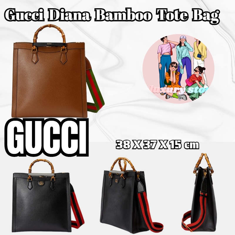 gucci-gucci-กระเป๋าโท้ตขนาดกลาง-diana-bamboo-ความจุมาก-กระเป๋าโท้ตผู้ชาย-การจัดซื้อของยุโรปของแท้-100