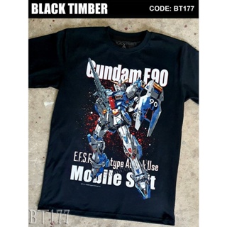 BT 177 Gundam F90 Mobile Suit เสื้อยืด สีดำ BT Black Timber T-Shirt ผ้าคอตตอน สกรีนลายแน่น S M L XL XXL