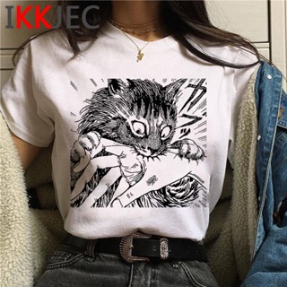 เสื้อยืด พิมพ์ลายมังงะ junji ito สีขาว สไตล์ฮาราจูกุ สตรีท สําหรับผู้ชาย 2021