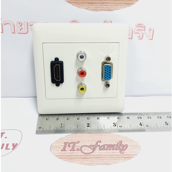 หน้ากากเต้ารับสาย-hdmi-แบบเสียบใช้ได้เลย-vga-av-ต้องบัดกรี-ขนาด-8-6x8-6-ออกใบกำกับภาษีได้