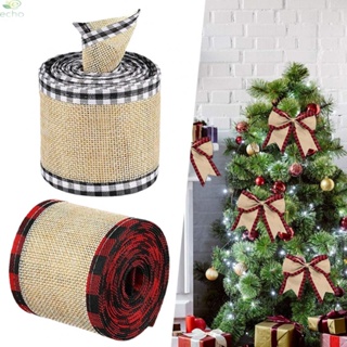 ECHO- ~Christmas Ribbon 5.5m For Christmas DIY Home Decorations Bows Red Plaid【Echo-baby】