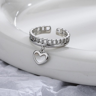แหวนแฟชั่นผู้หญิงเกาหลี, แหวนหัวใจสองชั้น, แหวนโซ่, แหวนปรับ, แหวนนิ้วชี้พรีเมี่ยม