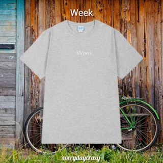 (9608) เสื้อยืดสีเทา ลาย Week ผ้าคอตตอน 100%