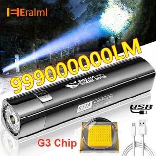 Eralml 2 In 1 ไฟฉาย Led G3 สว่างพิเศษ แบบพกพา ชาร์จไฟได้ สําหรับกลางแจ้ง