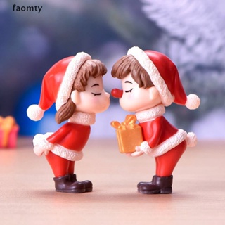 [faomty] ฟิกเกอร์เรซิ่น รูปตุ๊กตาคู่รักคริสต์มาสน่ารัก ขนาดเล็ก สําหรับตกแต่ง 2 ชิ้น ต่อชุด