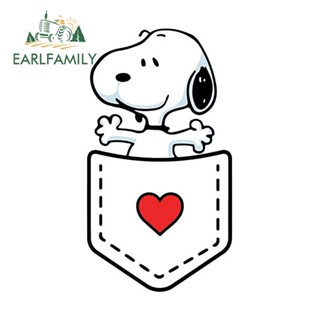 Earlfamily สติกเกอร์ ลายการ์ตูน Snoopy กันน้ํา กันแดด 13 ซม. x 7.6 ซม. อุปกรณ์เสริม สําหรับตกแต่งรถยนต์ รถจักรยานยนต์