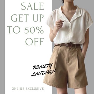 Beauty Landing เสื้อแขนล้ำ ดีเทลคอปก กระดุมด้านหน้า หรูหรา