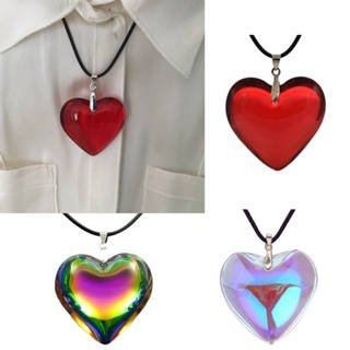✿ สร้อยคอ จี้แก้วคริสตัล รูปหัวใจ หลากสี เครื่องประดับ สําหรับตกแต่งปาร์ตี้คริสต์มาส