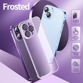 Metal Case For IPhone 12 13 14 Plus Pro Max Aluminum Frame Cover Frosted PC Back Panel Metal Lens Protection