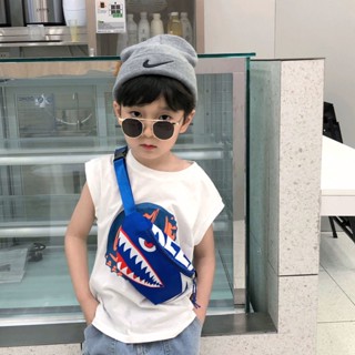 กระเป๋าคาดอก ขนาดเล็ก ลายฉลาม แฟชั่นสําหรับเด็กผู้ชาย เหมาะกับการเดินทาง