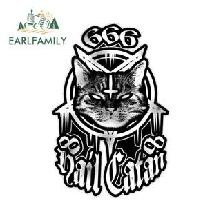 Earlfamily สติกเกอร์ไวนิล กันน้ํา ลายการ์ตูนอนิเมะ Cat Satanist Cool ขนาด 13 ซม. x 8.8 ซม. สําหรับตกแต่งตู้เย็น