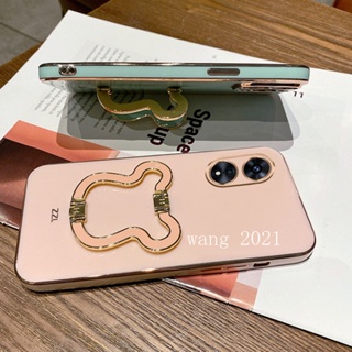 In Stock Soft Case เคส OPPO Reno8 T 5G 4G Reno 8T 8 T 2023 Slim Luxury Phone Cover with High Quality Folding Bear Bracket Casing เคสโทรศัพท