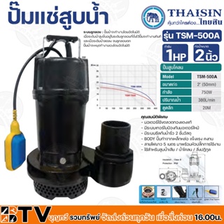 THAISIN ปั๊มแช่สูบน้ำ ระบบลูกลอย 750W 1HP ท่อน้ำขนาด 2นิ้ว body ปั๊มทำจากเหล็กหล่อ รุ่น TSM-500A แข็งแรง คงทน