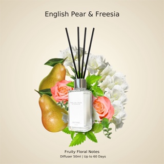 Diffuser ก้านหอม กลิ่น English Pear &amp; Freesia 50ml ฟรี!! ก้านไม้กระจายกลิ่น (ไม่มีกล่อง) (no box) สำหรับห้อง