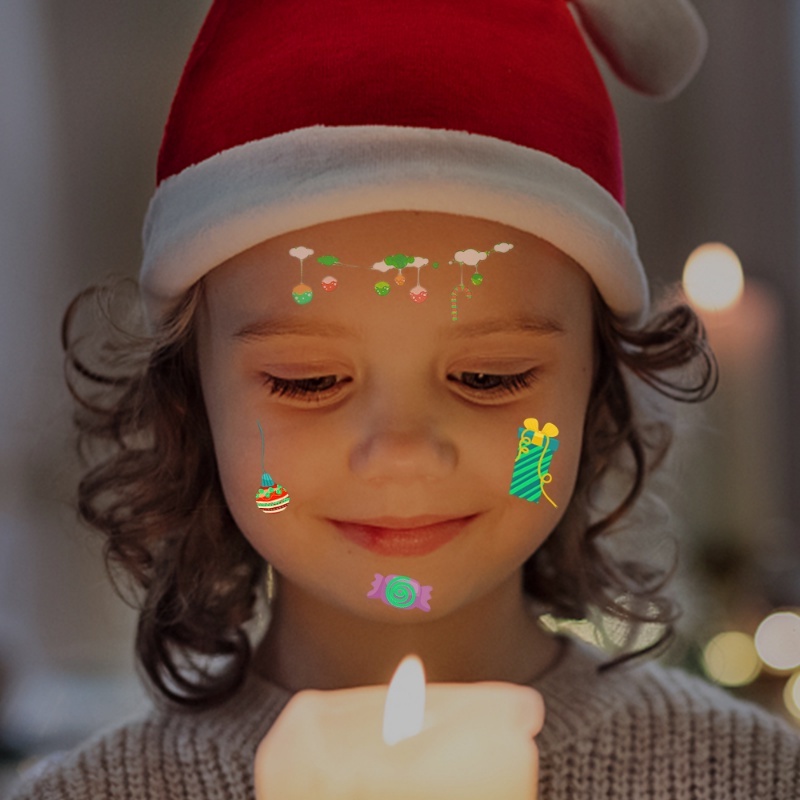 สติกเกอร์รอยสัก-กันน้ํา-ปลอดสารพิษ-ลายการ์ตูนคริสต์มาส-หลายสไตล์-สําหรับตกแต่งแขน-ของขวัญเด็ก