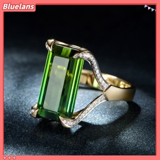 【 Bluelans 】 แหวนแฟชั่นสีเขียวประดับอัญมณีสำหรับผู้หญิง