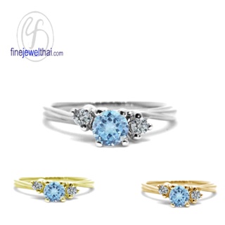 Finejewelthai-แหวนโทพาซ-แหวนเพชรCZ-แหวนเงินแท้-แหวนพลอย-พลอยประจำเดือนเกิด-Topaz-Silver-Ring-R1292tp(เลือกสีตัวเรือนได้)