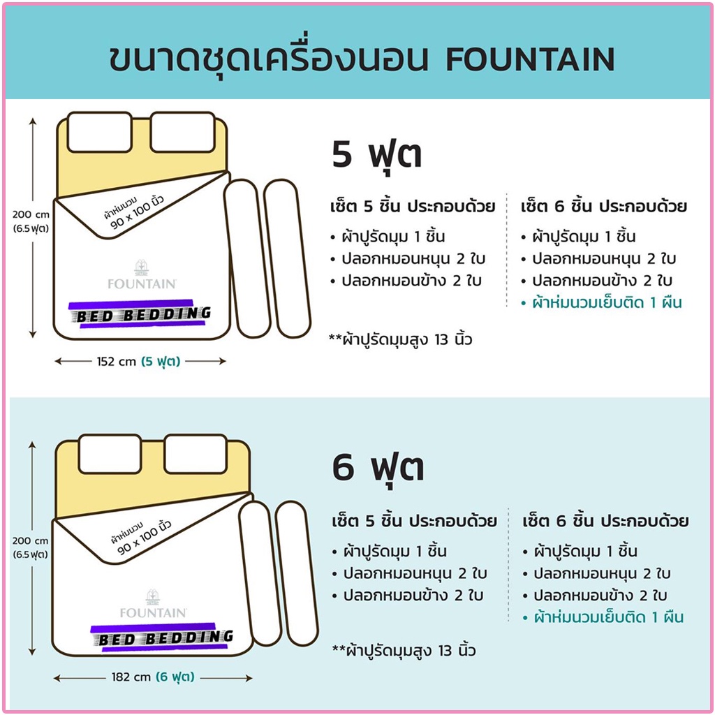 fountain-ftc018-ชุดผ้าปูที่นอน-ไม่รวมผ้านวม-จำนวน-5-ชิ้น-ฟาวน์เทน-ริลัคคุมะ