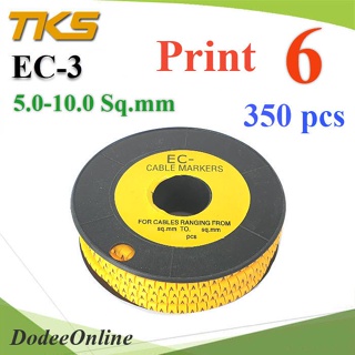 .เคเบิ้ล มาร์คเกอร์ EC3 สีเหลือง สายไฟ 5-10 Sq.mm. 350 ชิ้น (เลข 6 ) รุ่น EC3-6 DD