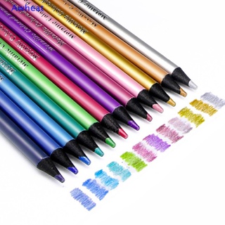Awheat ชุดดินสอสีเมทัลลิก 12 สี สําหรับวาดภาพ ร่างภาพ