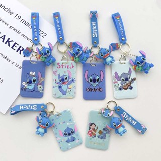 พวงกุญแจ ลายการ์ตูน Stitch น่ารัก พร้อมช่องใส่บัตรประจําตัวประชาชน บัตรนักเรียน บัตรรถบัส บัตรเข้า พวงกุญแจ เคสป้องกันในตัว