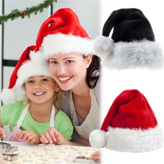 หมวกซานตาคลอส ผ้ากํามะหยี่ขนนิ่ม แบบหนา ให้ความอบอุ่น เรียบง่าย แฟชั่นฤดูหนาว สําหรับเด็ก และผู้ใหญ่ ตกแต่งปาร์ตี้คริสต์มาส 1 ชิ้น