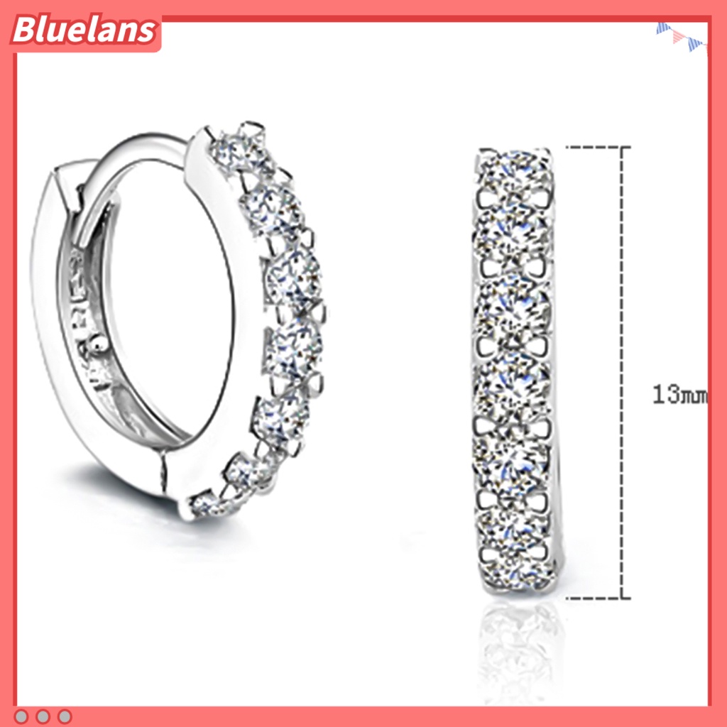 เครื่องประดับ-ต่างหูห่วงแฟชั่นตกแต่งอัญมณีคริสตัลสีขาว