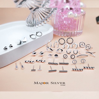 ภาพหน้าปกสินค้าต่างหูเงินแท้ 92.5% เงินแท้ สไตล์เรียบๆ รูปทรงง่ายๆ ต่างหูเงินแท้ 100 Major silver ที่เกี่ยวข้อง