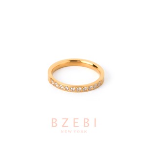 BZEBI แหวน แฟชั่น นิ้วก้อย ทองครึ่งสลึง แฟชั่นผู้หญิง งานเพชรCZ เพชรเต็มวง ไทเทเนี่ยม ไม่ลอกไม่ดำ 682r