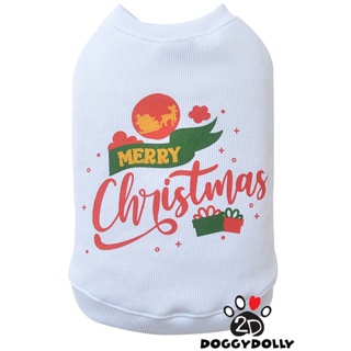 Petcloths -Doggydolly  เสื้อผ้าแฟชั่น สัตว์เลี้ยง หมาแมว ผ้าร่อง คอกลม คริสต์มาส Christmas T-Shirt ขนาด1-9โล T719