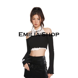 EMILIA SHOPครอปหัวใจ เสื้อครอป 2022 ใหม่ ES220285