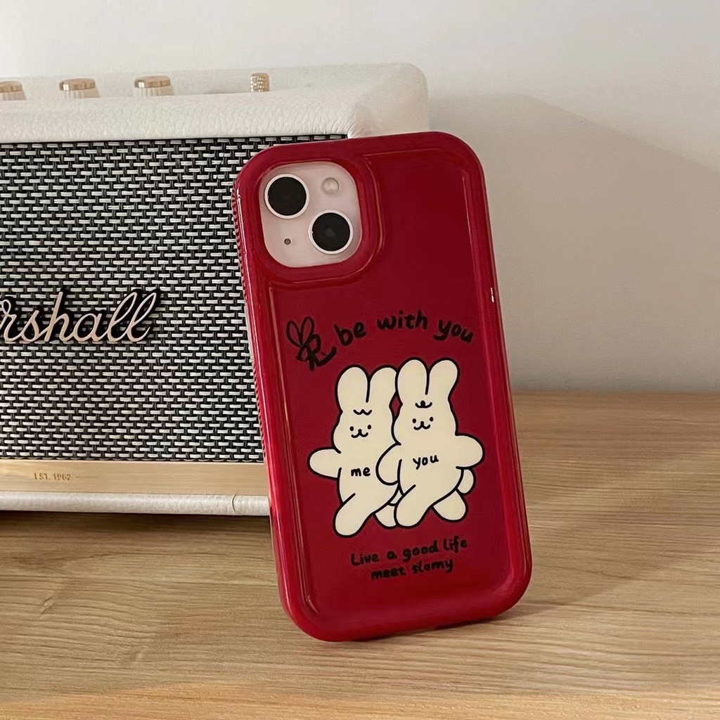 ส่งเชือกเส้นเล็ก-เคสไอโฟน-14-pro-max-13-12-11-เคส-for-iphone-14พลัส-สีแดง-การ์ตูน-น่ารัก-พกง่ายๆ-การป้องกันการตก-case