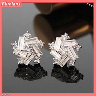 เครื่องประดับสตรีต่างหู Rhinestone สีเงิน Stud Earrings