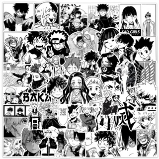 50Pcs/Set ☆ Classical Black &amp; White Anime Cartoon Series 02 Mixed สติ๊กเกอร์ ☆ Waterproof DIY Fashion Decals Doodle สติ๊กเกอร์