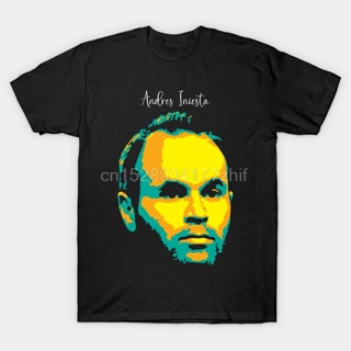 เสื้อยืดพิมพ์ลายแฟชั่น เสื้อยืด พิมพ์ลาย Andres Iniesta Pop Art สําหรับผู้ชาย เสื้อยืด พิมพ์ลาย Andres Iniesta Lujan