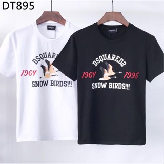 เสื้อยืดน่ารักๆ เสื้อผ้ายอดนิยมฤดูร้อน Dsquared2 สตรีทฮิปฮอปโอคอสั้นแขนสั้นเสื้อยืดคอตตอนหัวรถจักรพิมพ์จดหมาย DSQ2 ลําลอ